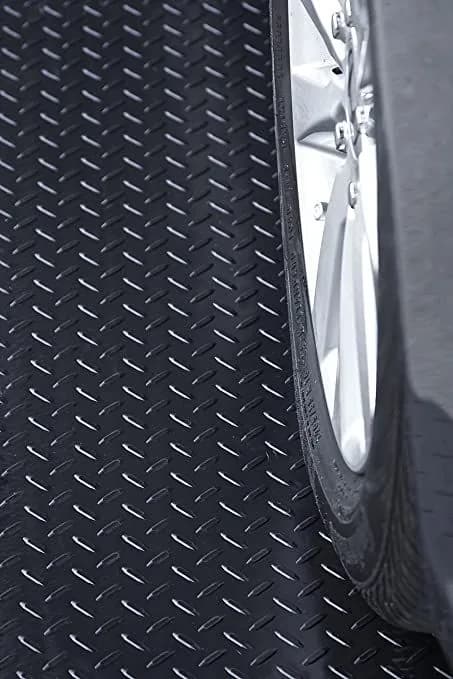 Close-up of checker-plate rubber flooring texture